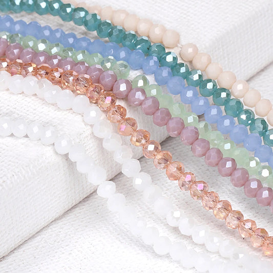 120pcs Crystal Glass Beads Rondelle Austria Faceted Loose Spacer Round Beads for Jewelry Making DIY Necklace Bracelet
