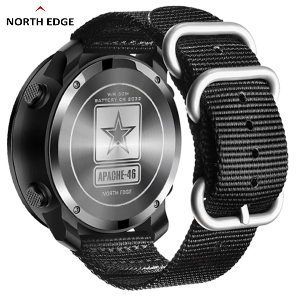 Digital Men Watch NORTH EDGE APACHE-46 Running Swimming Outdoor Sport Watches Altimeter Barometer Compass Waterproof 50M
