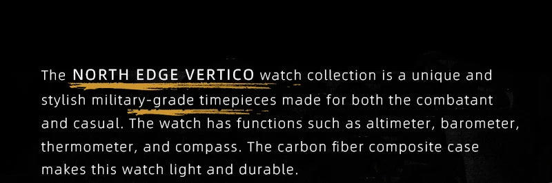 NORTH EDGE Men's Digital Watch Carbon Fiber Case For Man Sports Running Swimming WR50M Watch Altimeter Barometer Compass