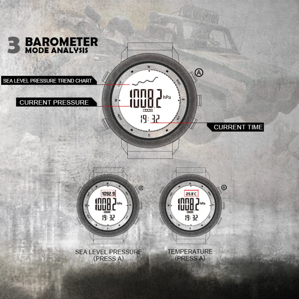 Digital Men Watch NORTH EDGE APACHE-46 Running Swimming Outdoor Sport Watches Altimeter Barometer Compass Waterproof 50M