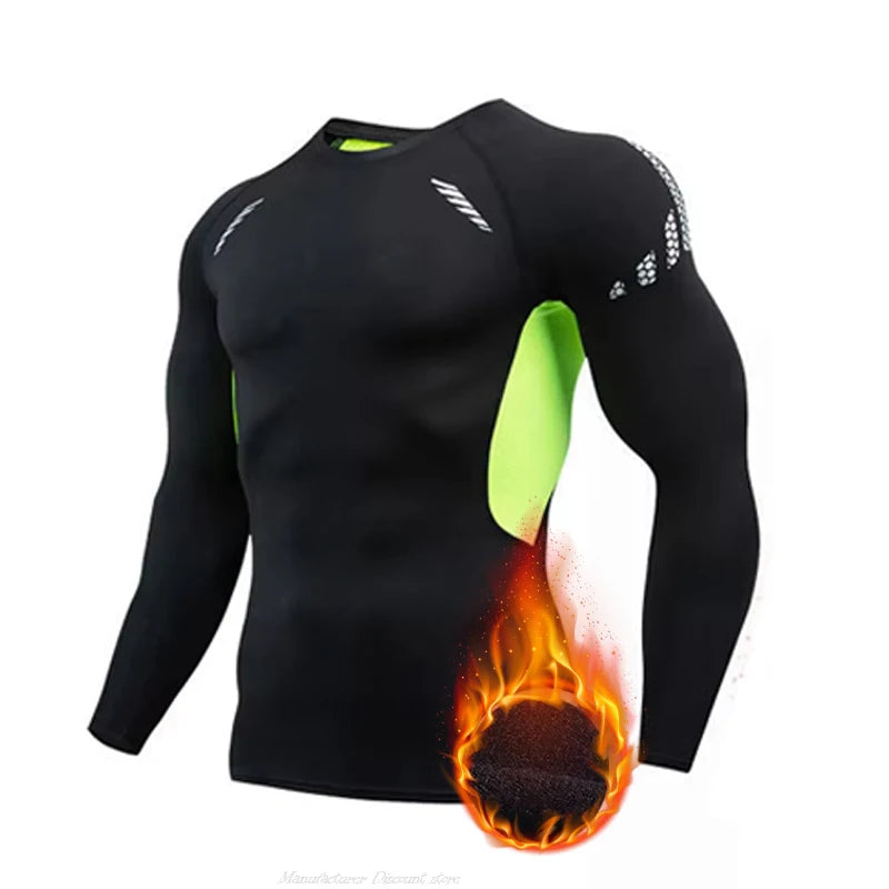 2024 Winter Warm Men Undershirts Fleece Thermal Underwear Set Long Johns Elastic Compression Tights Fitness Sprots Tracksuit Set