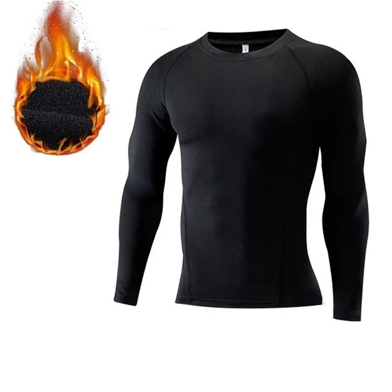 2024 Winter Warm Men Undershirts Fleece Thermal Underwear Set Long Johns Elastic Compression Tights Fitness Sprots Tracksuit Set