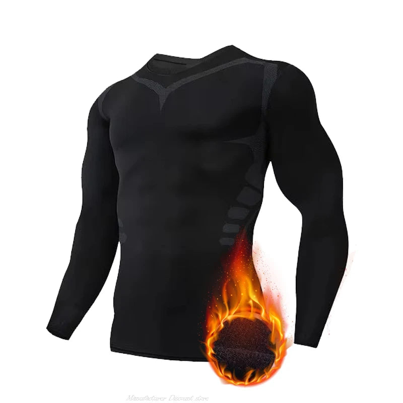 2024 Winter Warm Men Undershirts Fleece Thermal Underwear Set Long Johns Elastic Compression Tights Fitness Sprots Tracksuit Set